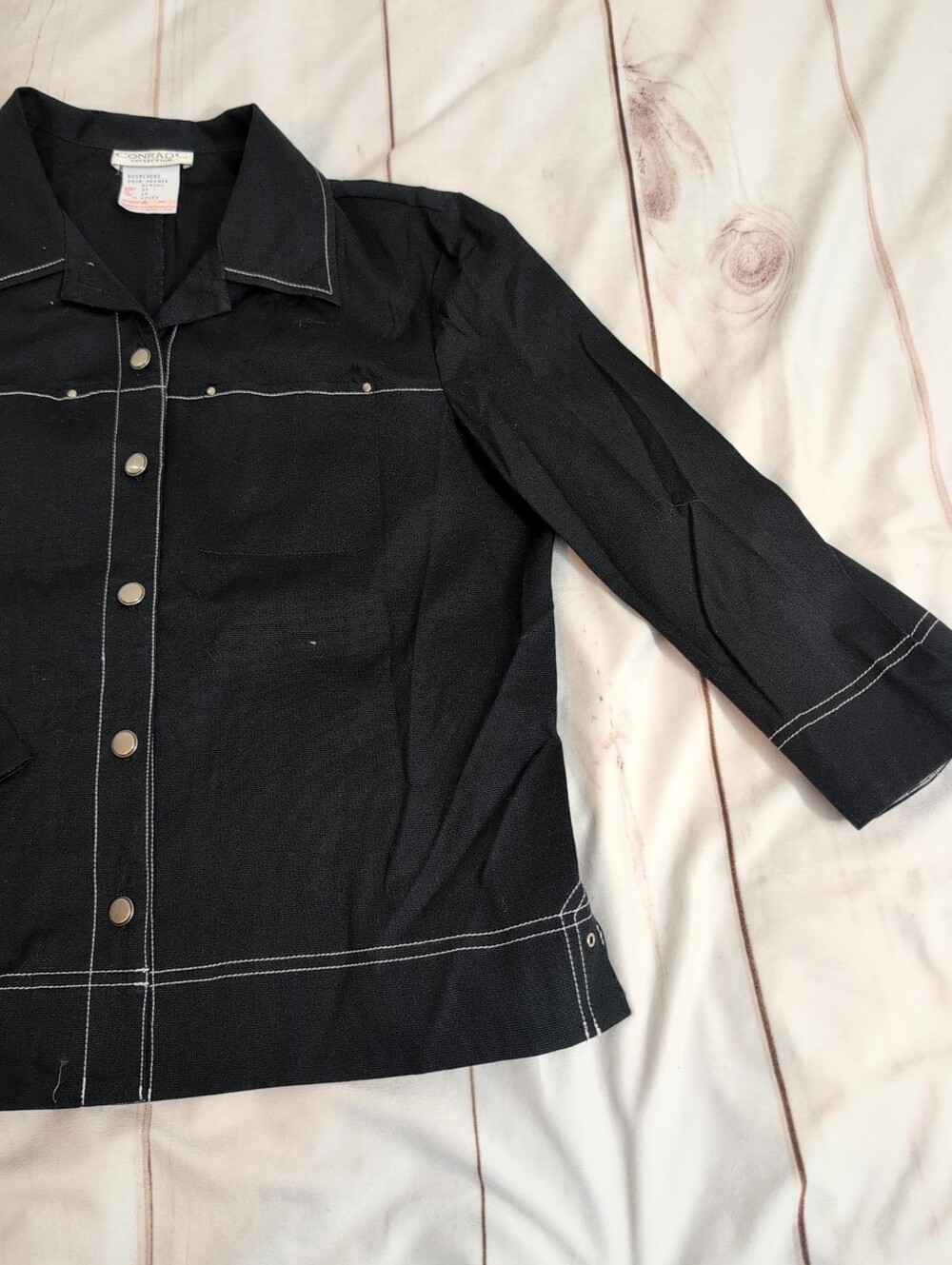 Conrad C Collection Black Western Jacket Size 14 Contrast Stitch Snap Front - Picture 5 of 5